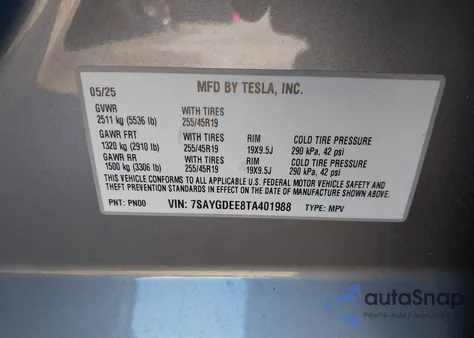 2026 Tesla Model Y Long Range Dual Motor All-Wheel Drive/Long Range Launch Series from USA, damaged, VIN 7SAYGDEE8TA401988